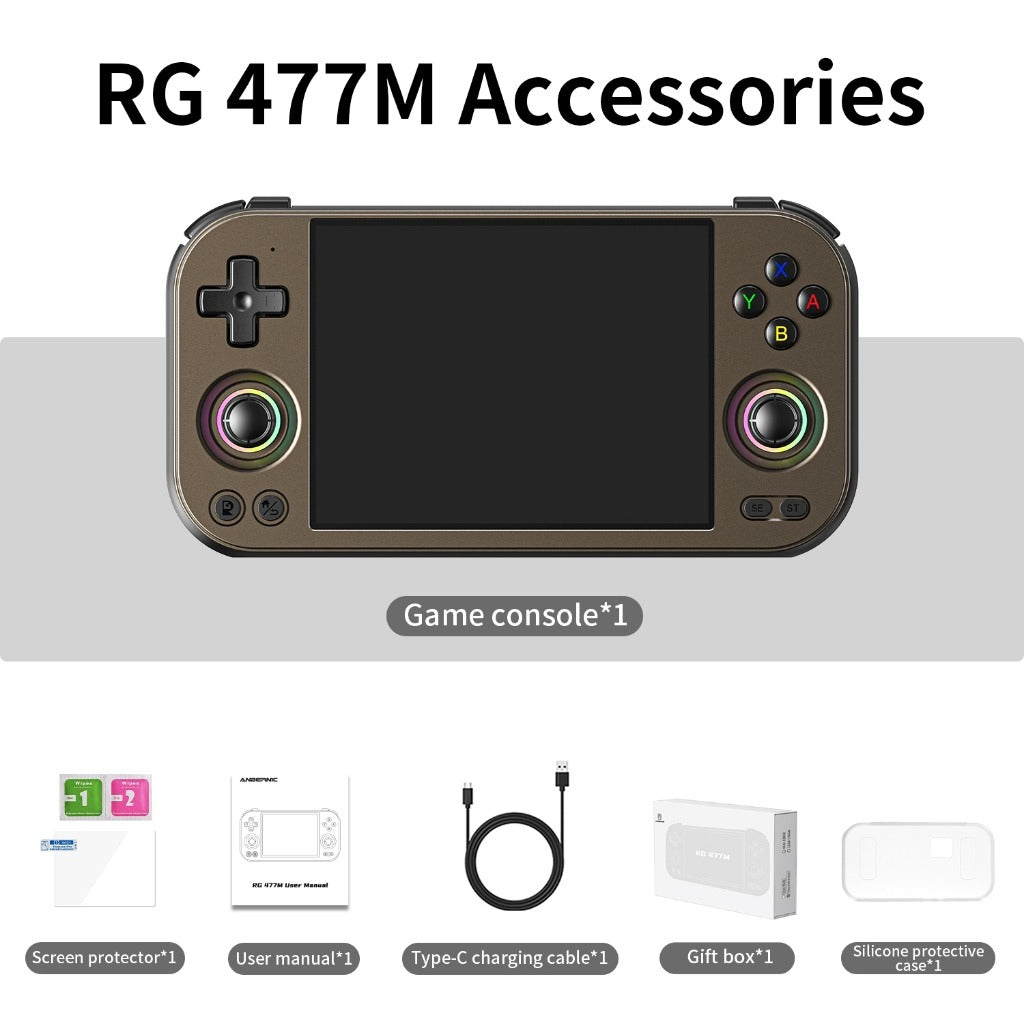 ANBERNIC RG477M Aluminum Alloy Android Game Console 4.7-inch Android 14 Dimensity 8300 Processor Supports dual screen display for NDS and 3DS games Free silicone protective case